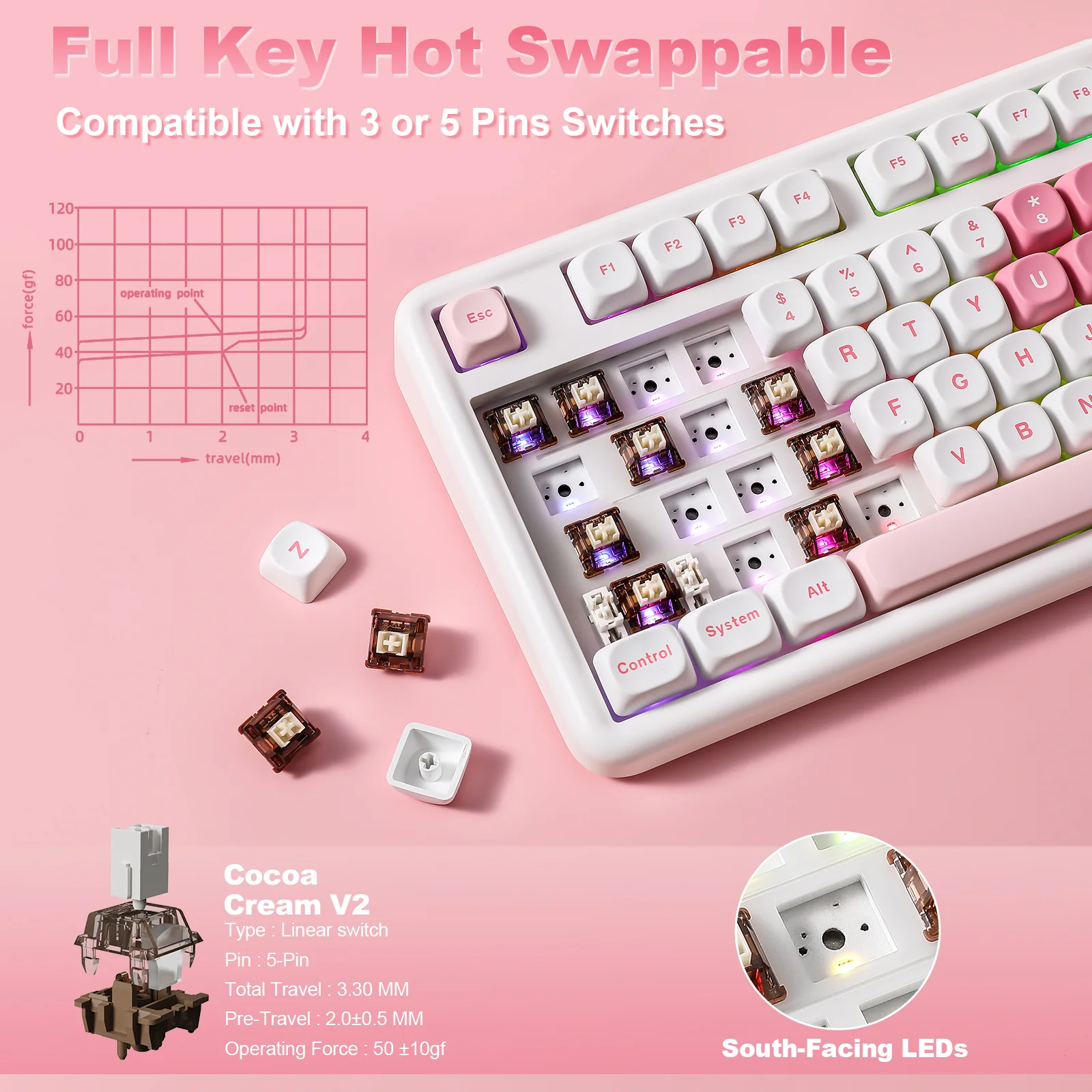 YUNZII B87 White Heart QMK/VIA Custom Mechanical Keyboard - Image 7