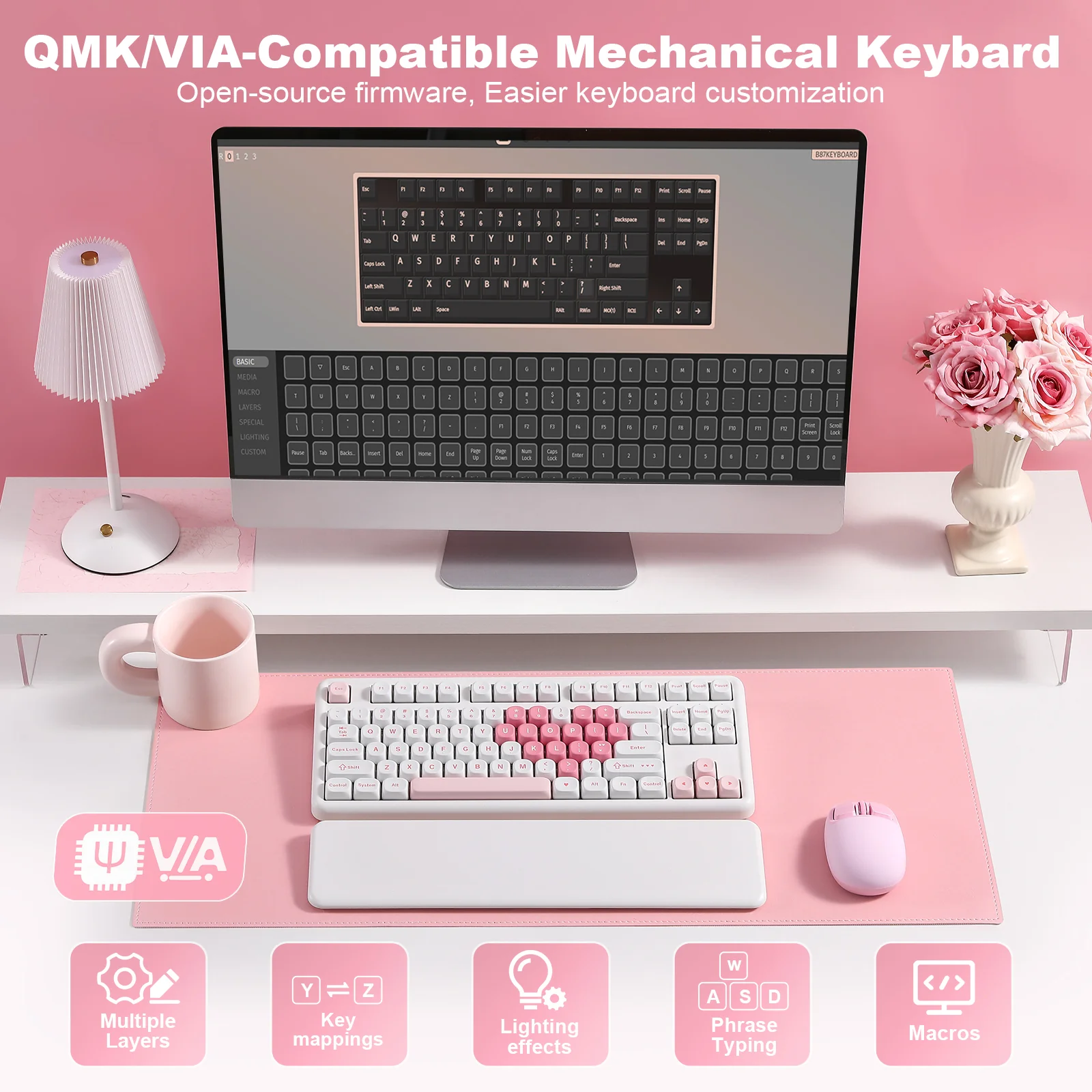 YUNZII B87 White Heart QMK/VIA Custom Mechanical Keyboard - Image 8