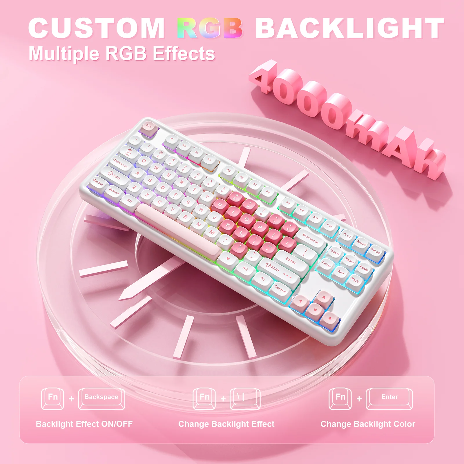 YUNZII B87 White Heart QMK/VIA Custom Mechanical Keyboard - Image 9
