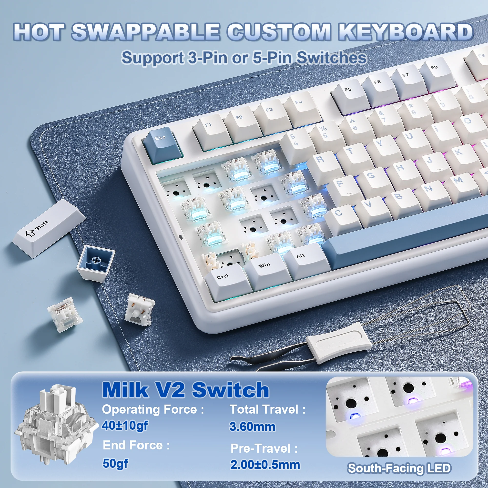 PRE-ORDER YUNZII B98 PRO QMK/VIA Wireless Mechanical Keyboard - Image 5