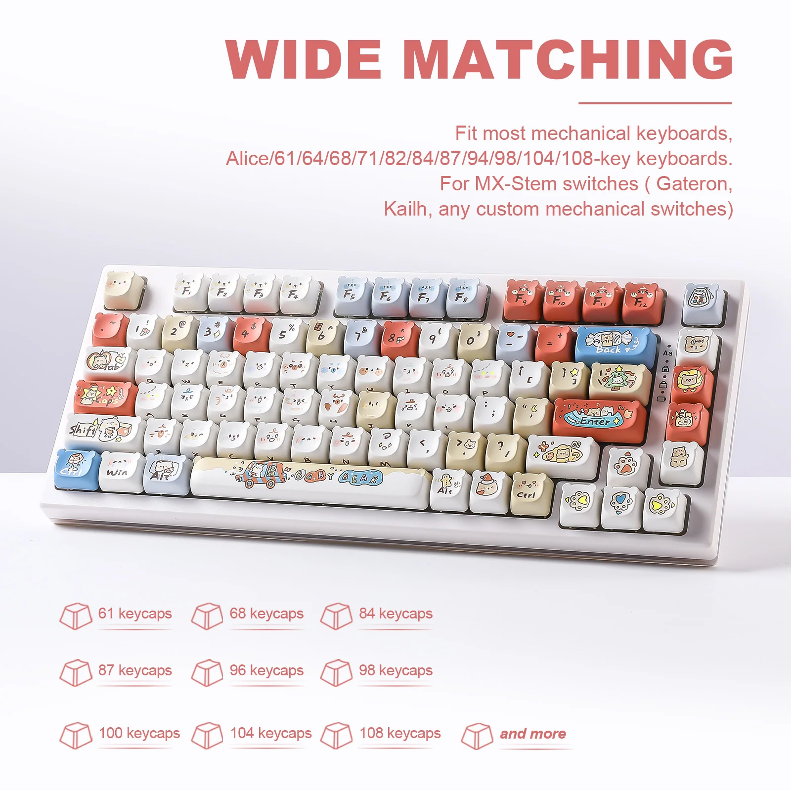YUNZII Baby Bear MAO Bear Profile Keycap Set - Image 4