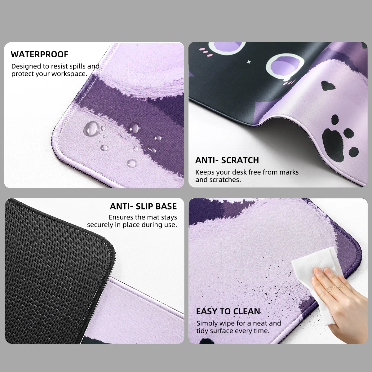 YUNZII Black Cat Mouse Mat Desk Pad - Image 6