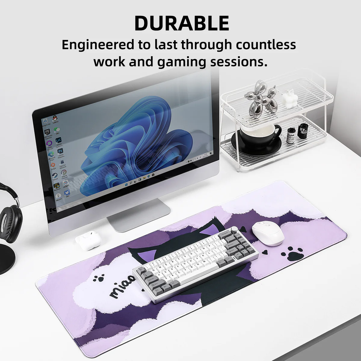 YUNZII Black Cat Mouse Mat Desk Pad - Image 7