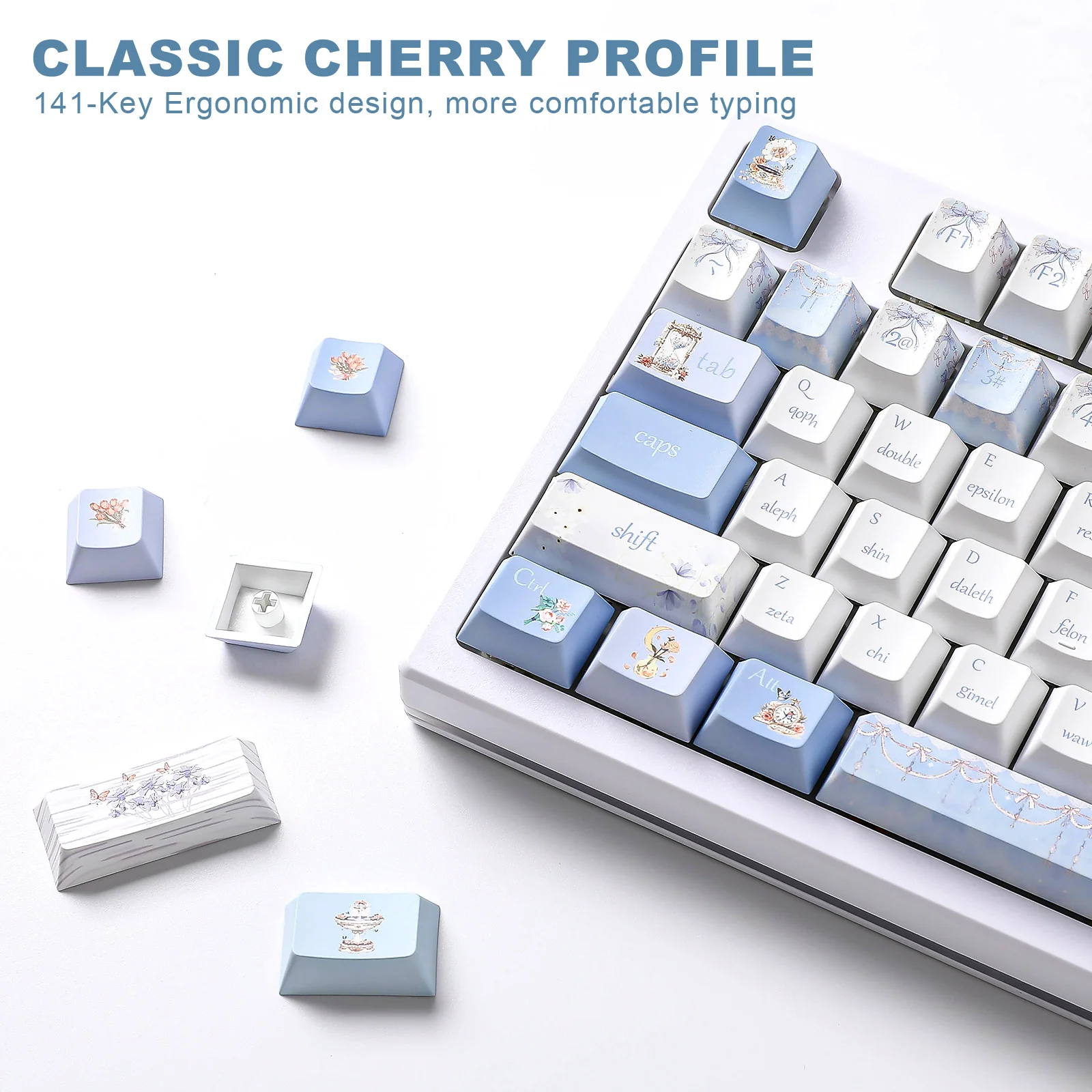 YUNZII Blue Butterfly Cherry Profile Keycap Set - Image 2
