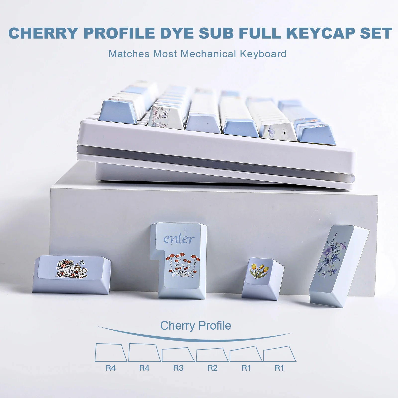YUNZII Blue Butterfly Cherry Profile Keycap Set - Image 4