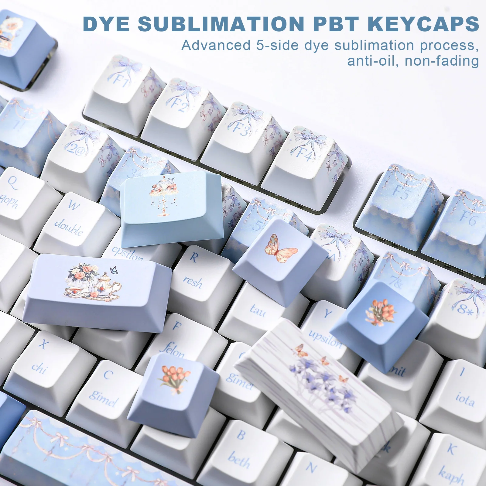 YUNZII Blue Butterfly Cherry Profile Keycap Set - Image 5