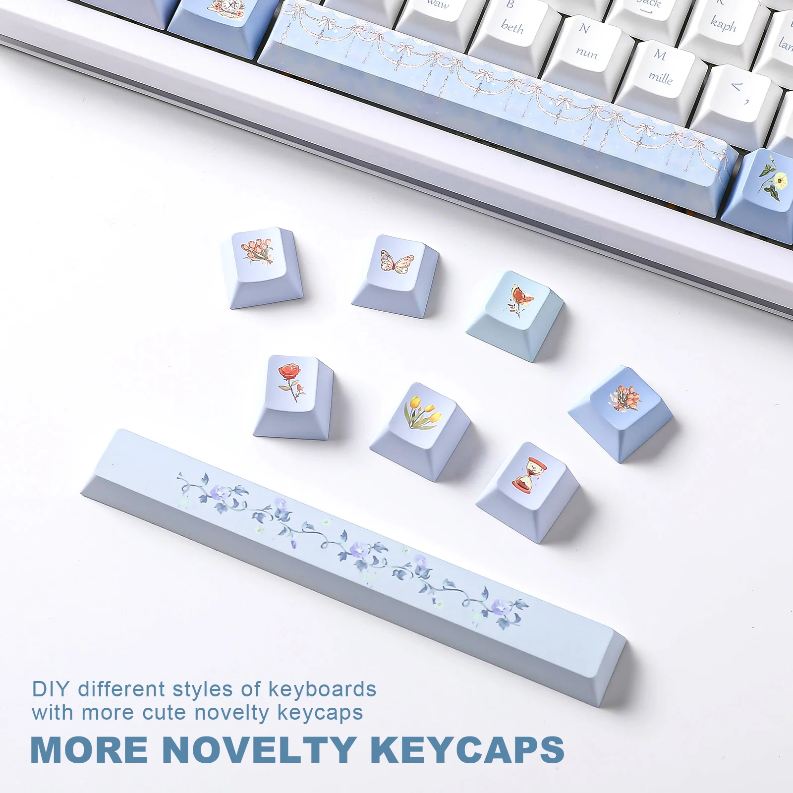 YUNZII Blue Butterfly Cherry Profile Keycap Set - Image 6