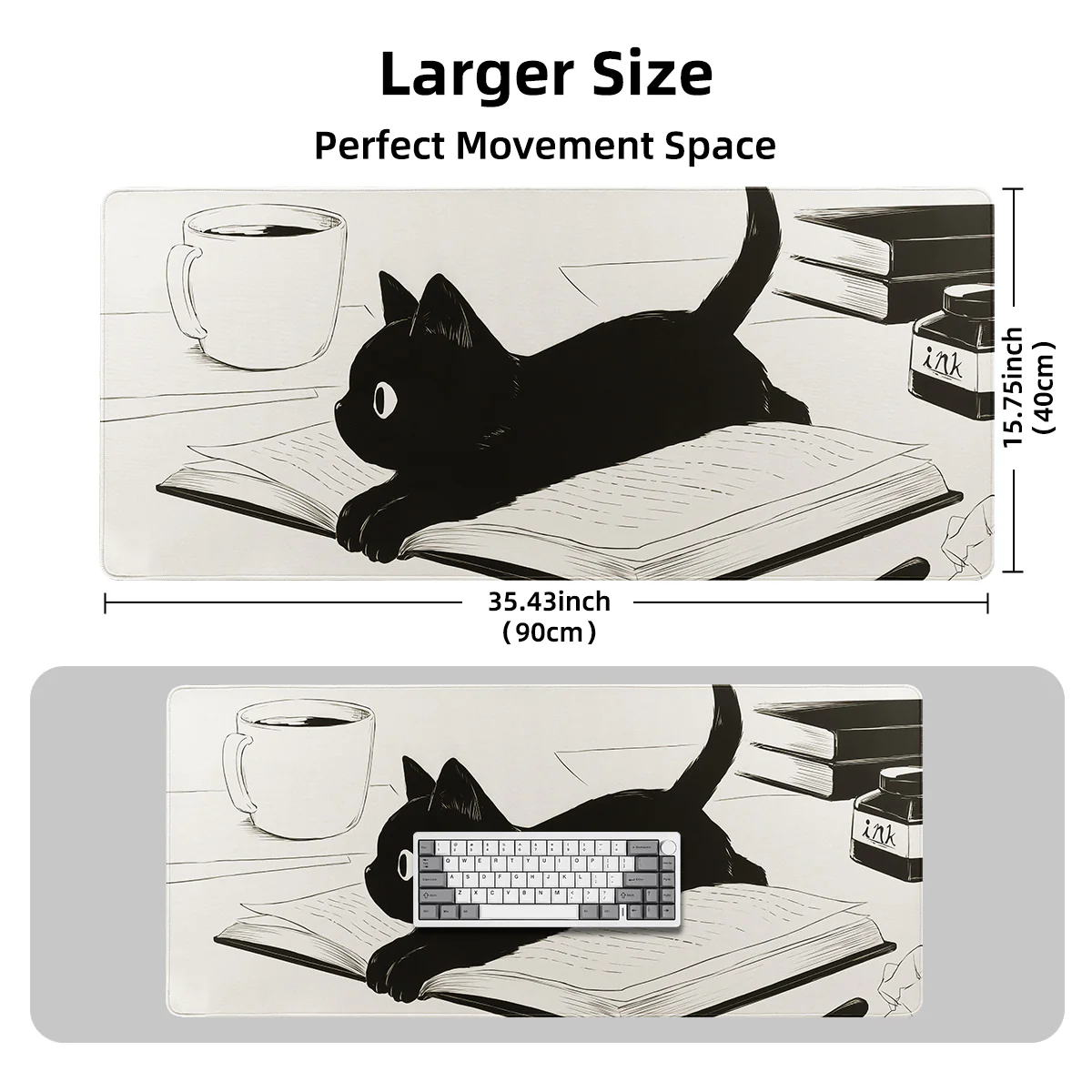 YUNZII Book Cat Mouse Pad Desk Mat - Image 8