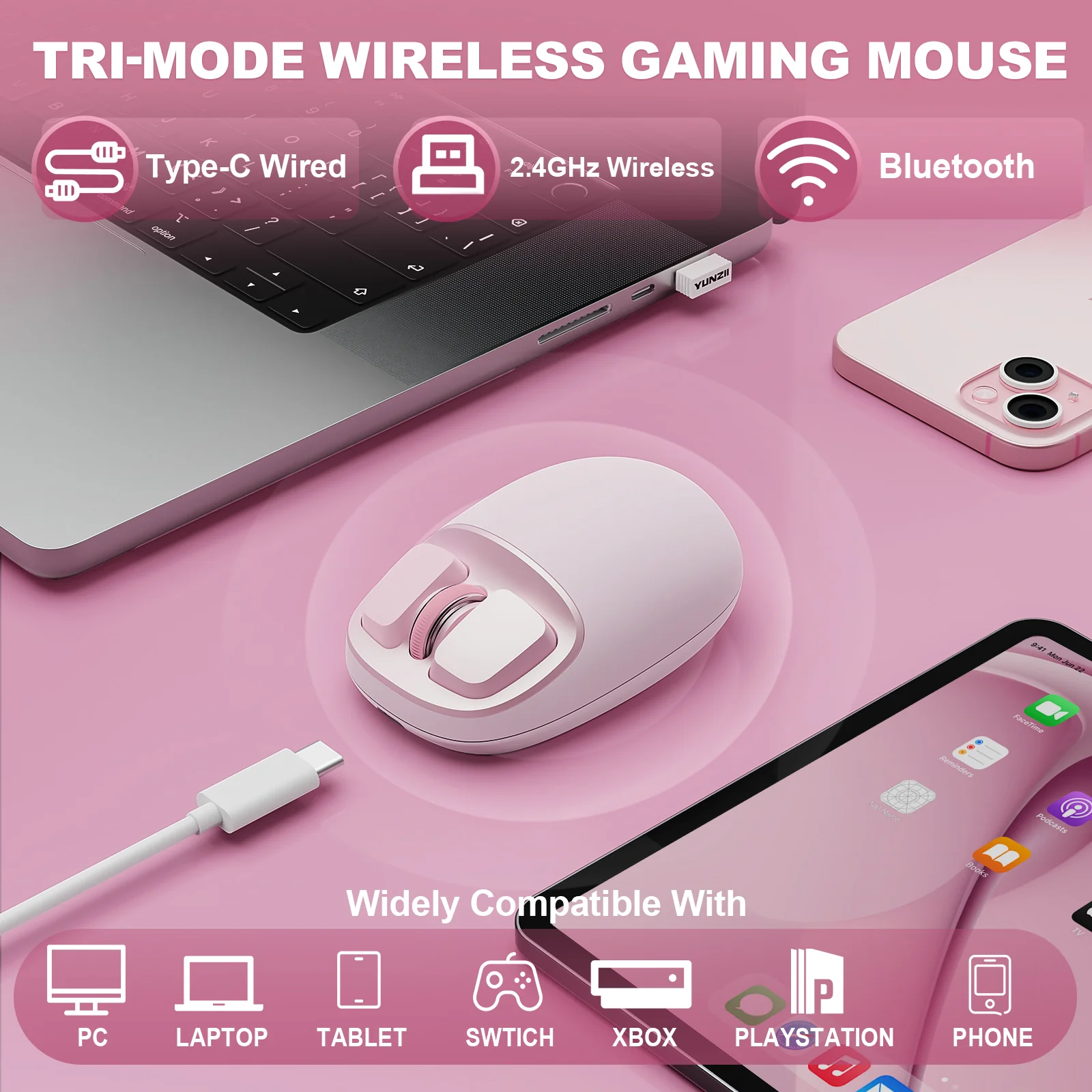 YUNZII C1 Silicone Tri-Mode Wireless Custom Mouse - Image 4