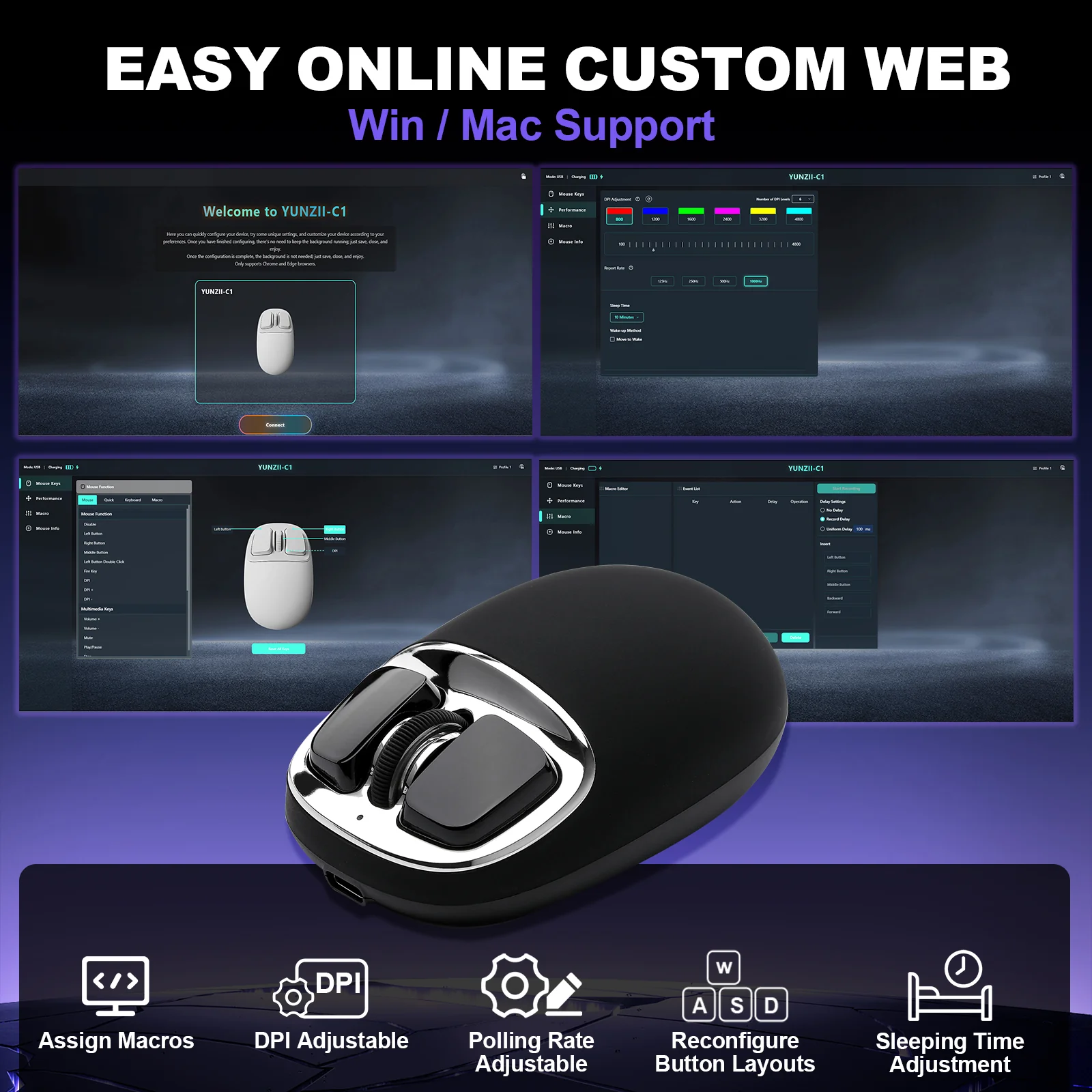 YUNZII C1 Silicone Tri-Mode Wireless Custom Mouse - Image 8
