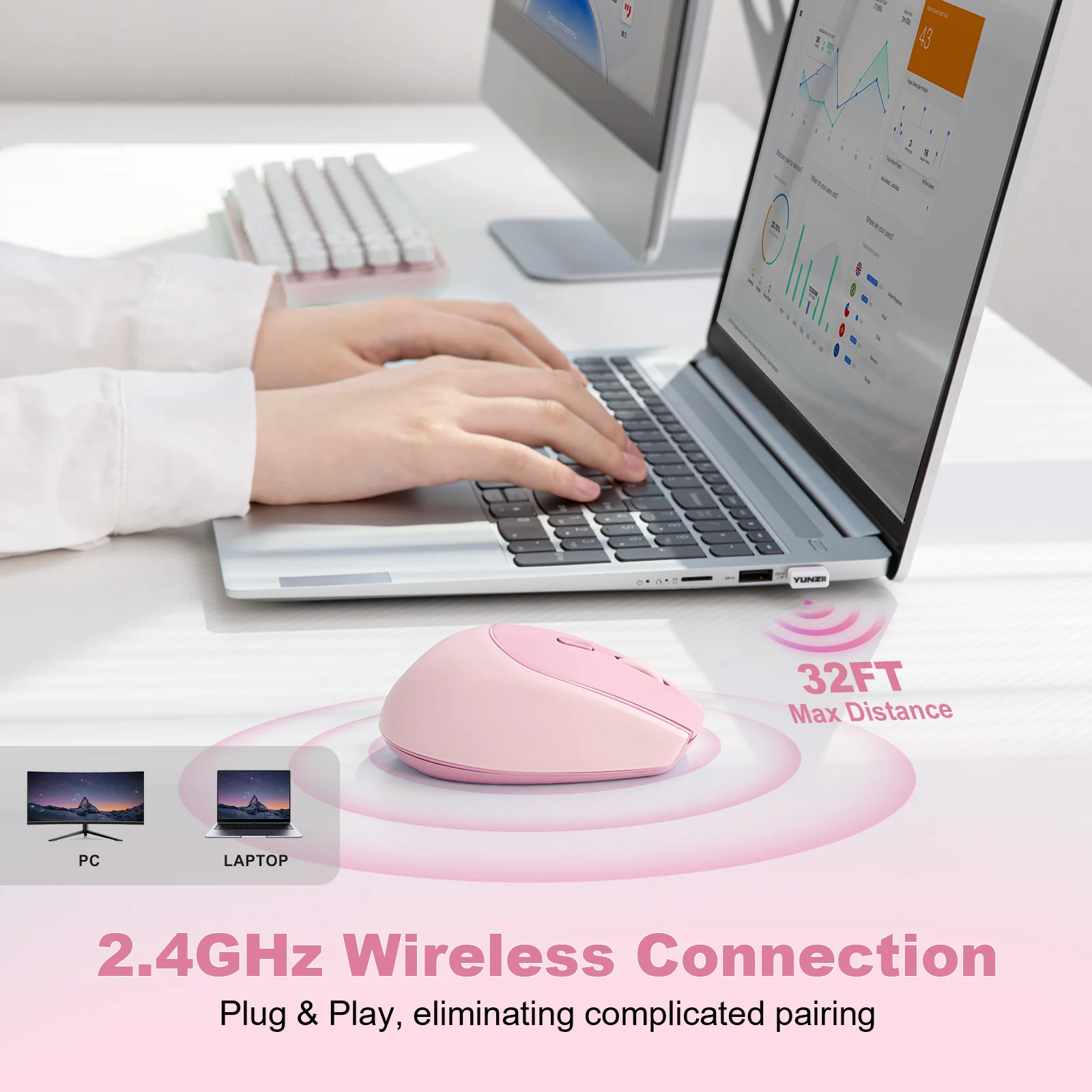 YUNZII C2 Silent Silicone Wireless Gaming Mouse - Image 3