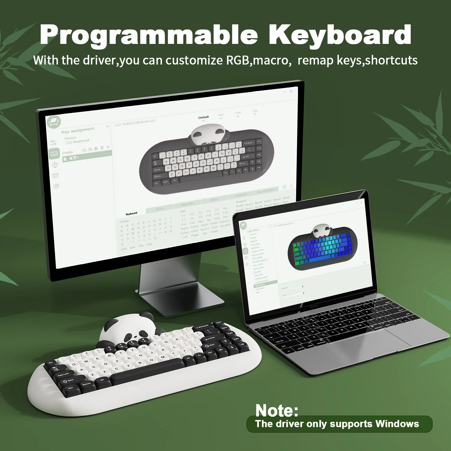 YUNZII C68 Panda Wireless Hi-Fi Mechanical Keyboard - Image 9