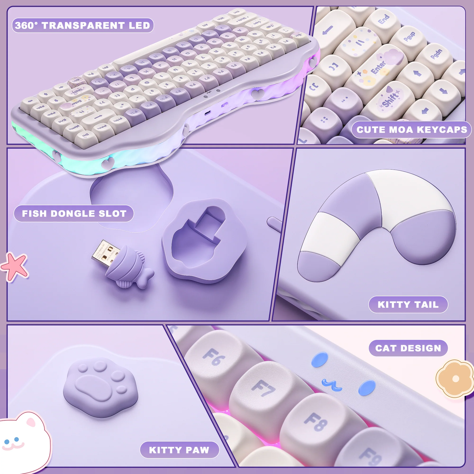 YUNZII C75 Cake Meow Wireless Mechanical Keyboard - Image 10