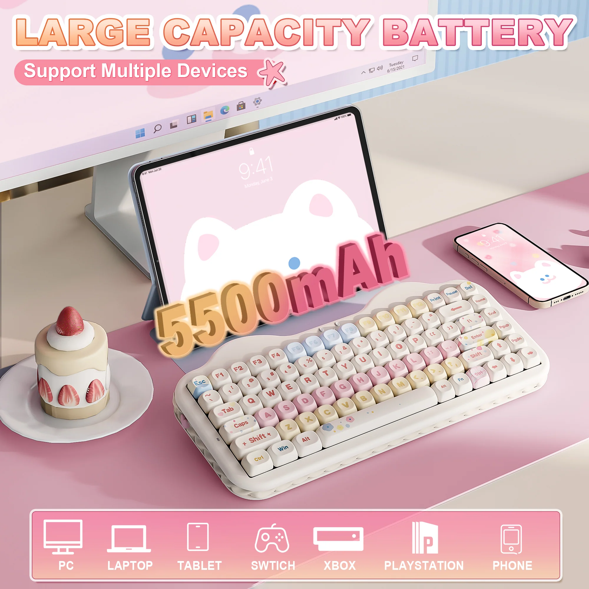 YUNZII C75 Cake Meow Wireless Mechanical Keyboard - Image 5