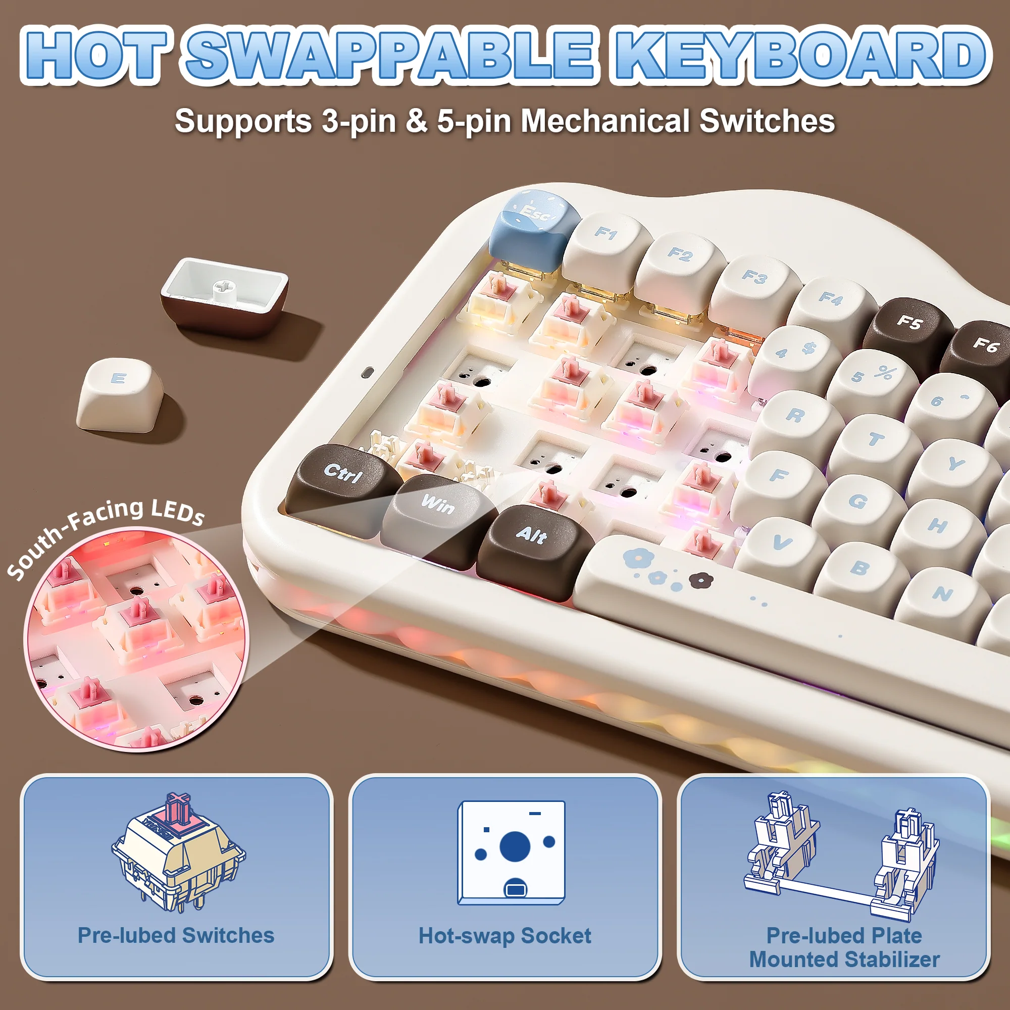 YUNZII C75 Cake Meow Wireless Mechanical Keyboard - Image 7