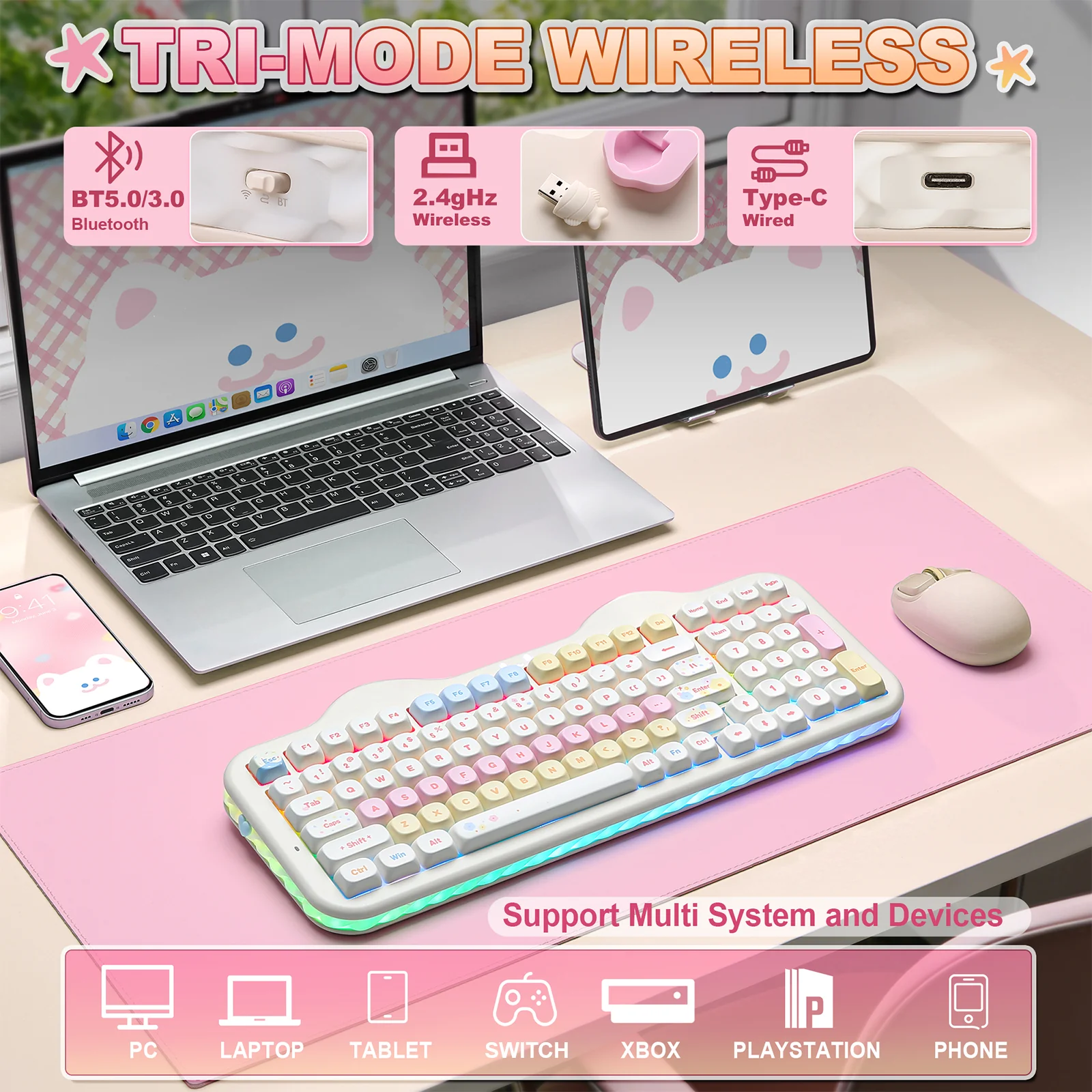 YUNZII C98 Cake Meow Wireless Mechanical Keyboard - Image 3
