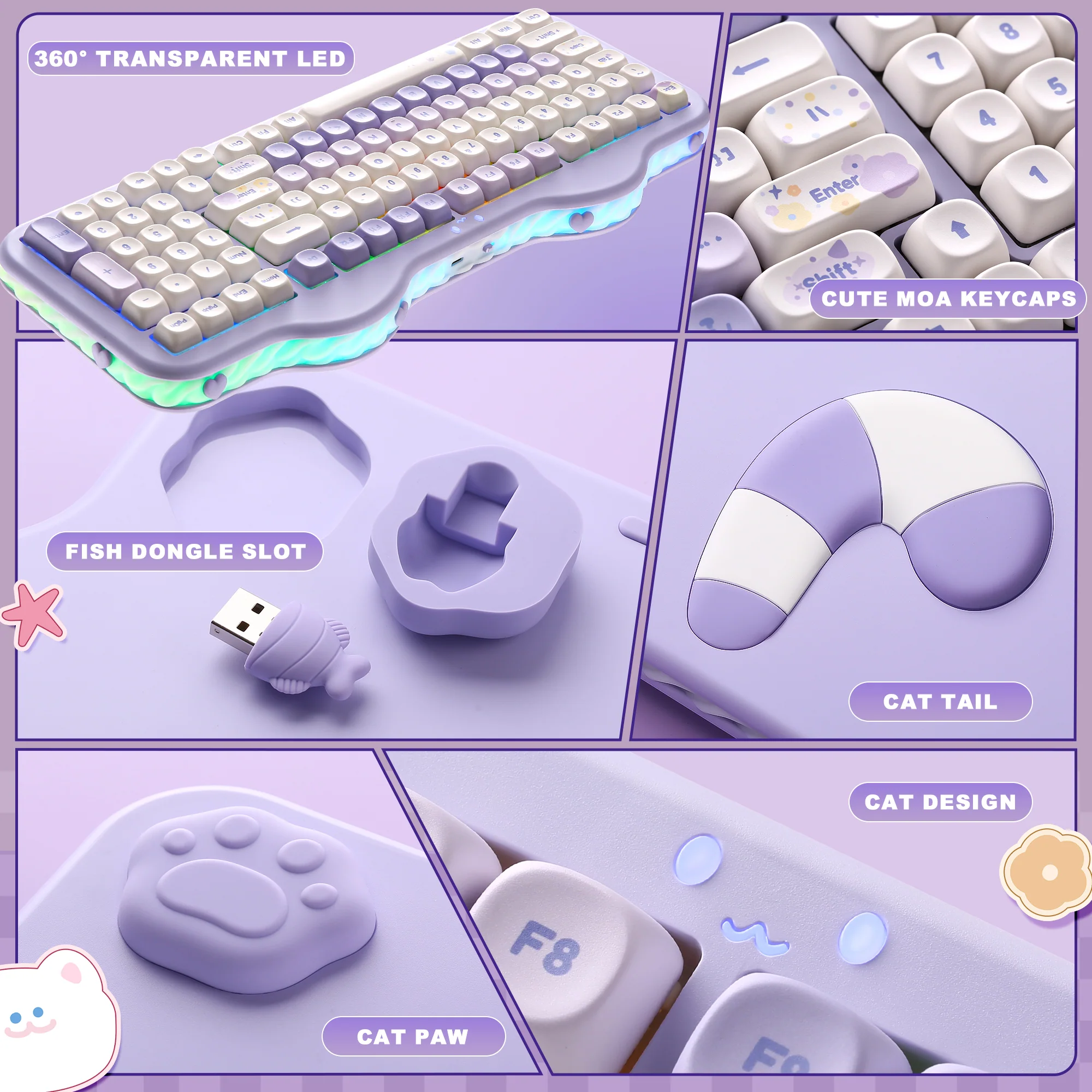 YUNZII C98 Cake Meow Wireless Mechanical Keyboard - Image 6