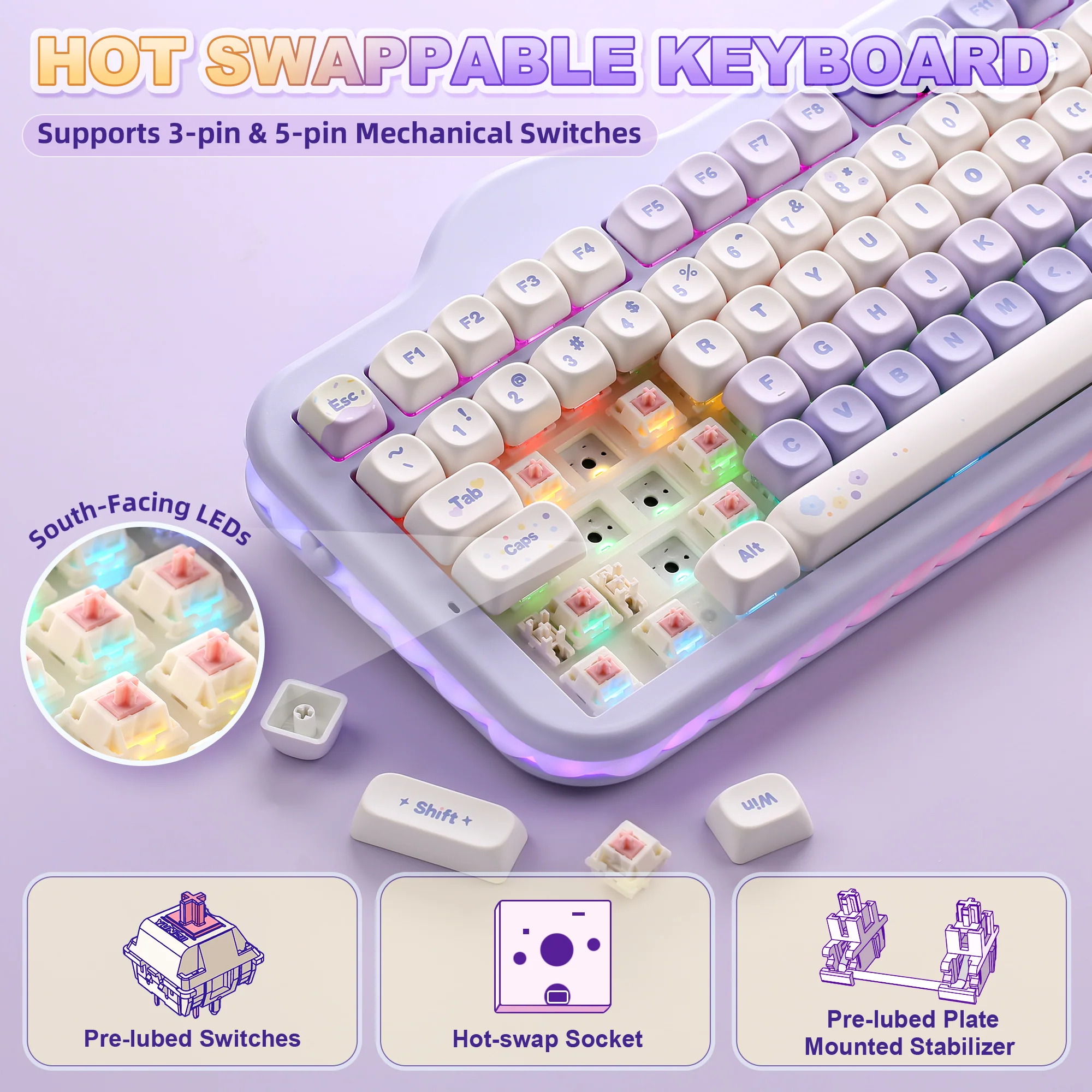YUNZII C98 Cake Meow Wireless Mechanical Keyboard - Image 7