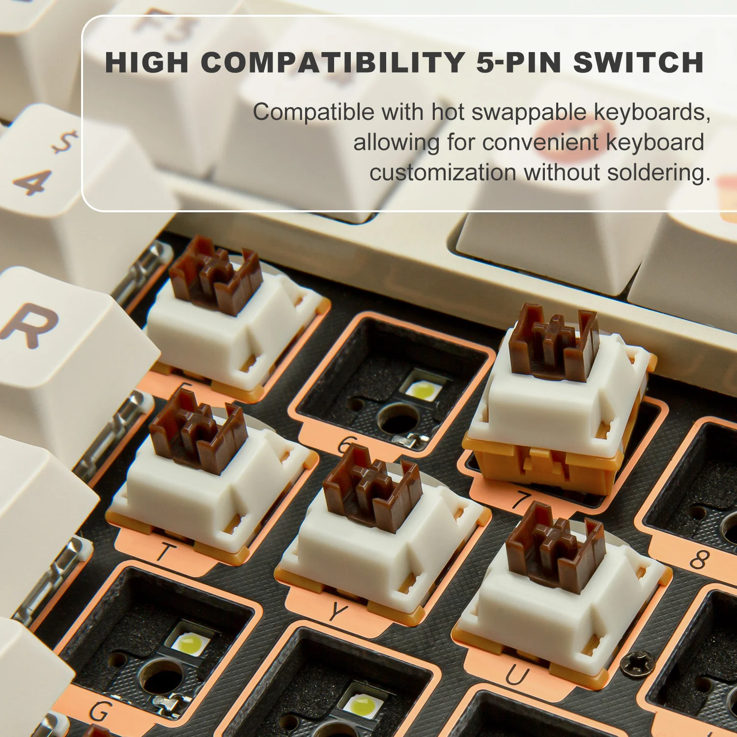 YUNZII Caramel Coffee 5-Pin Mute Silent Linear Mechanical Keyboard Switch - Image 5