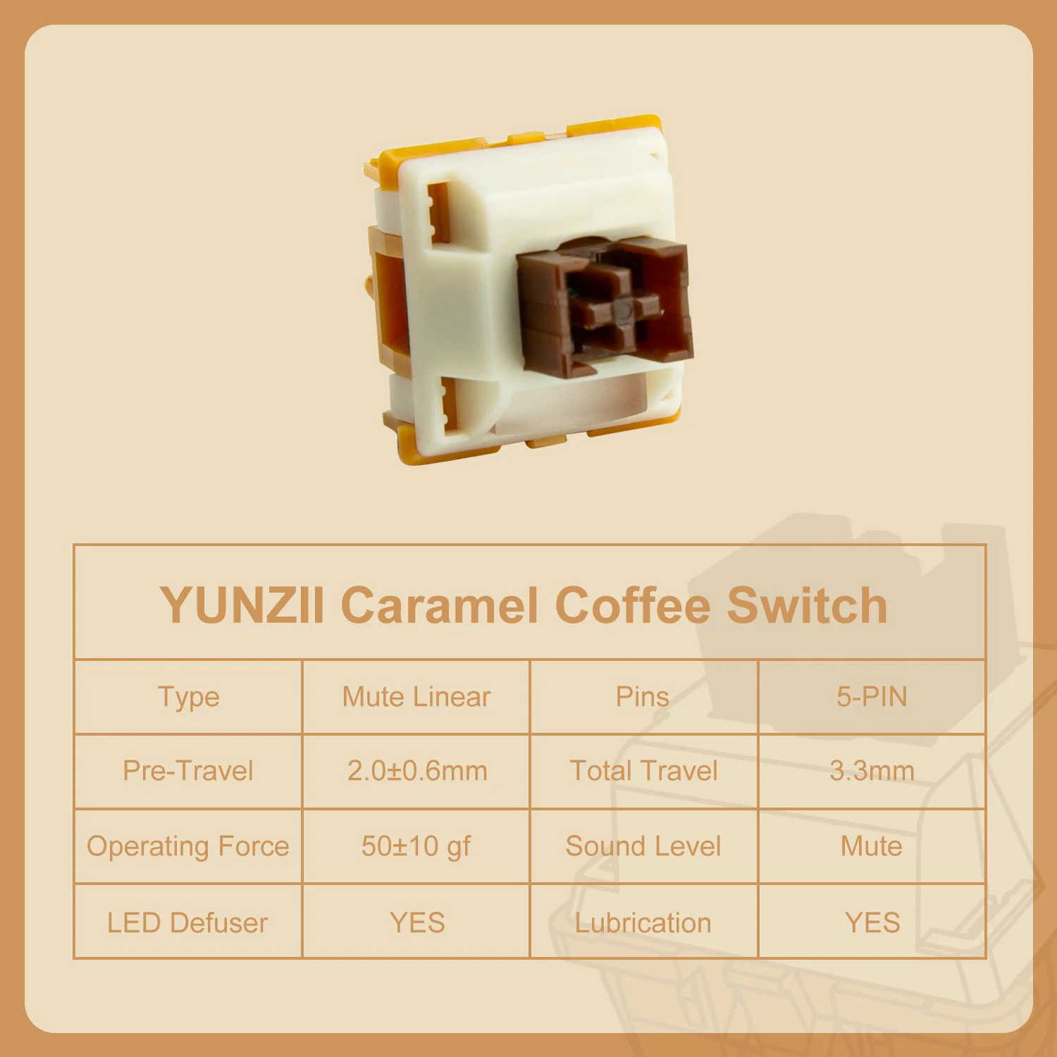 YUNZII Caramel Coffee 5-Pin Mute Silent Linear Mechanical Keyboard Switch - Image 6