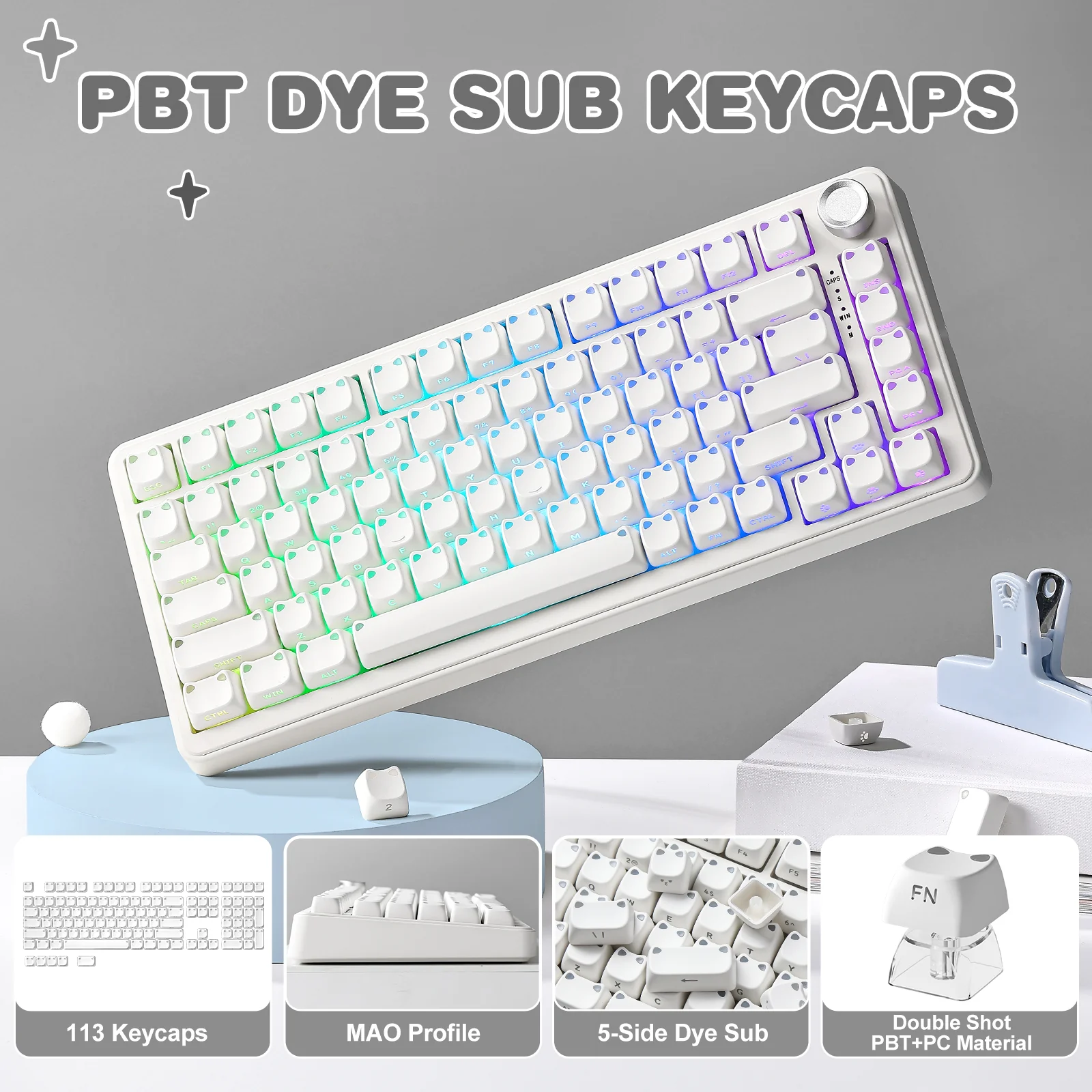 YUNZII Cat MAO Profile Keycap Set - Image 2