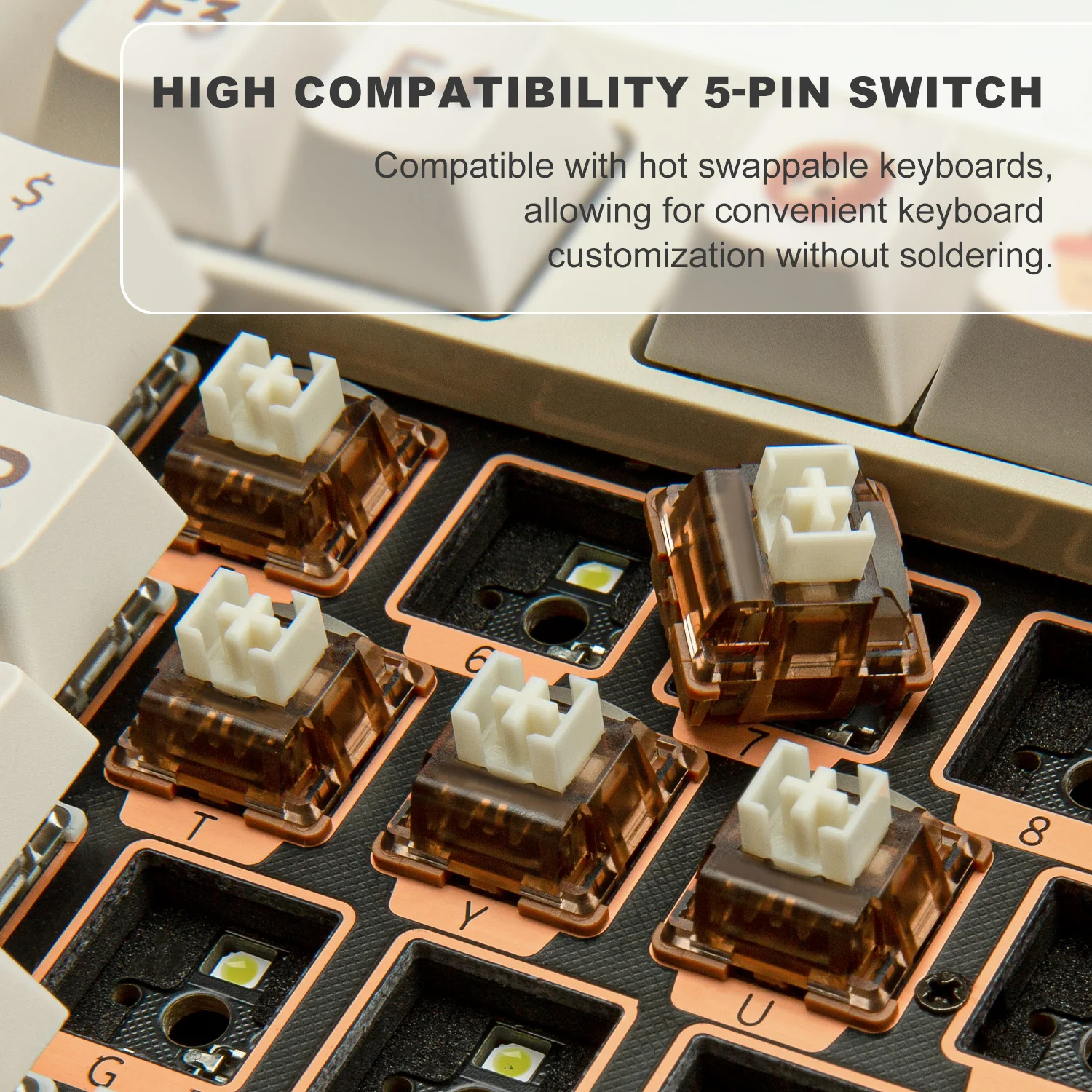 YUNZII Cocoa Cream 5-Pin Early Bottoming Mechanical Keyboard Linear Switch - Image 5