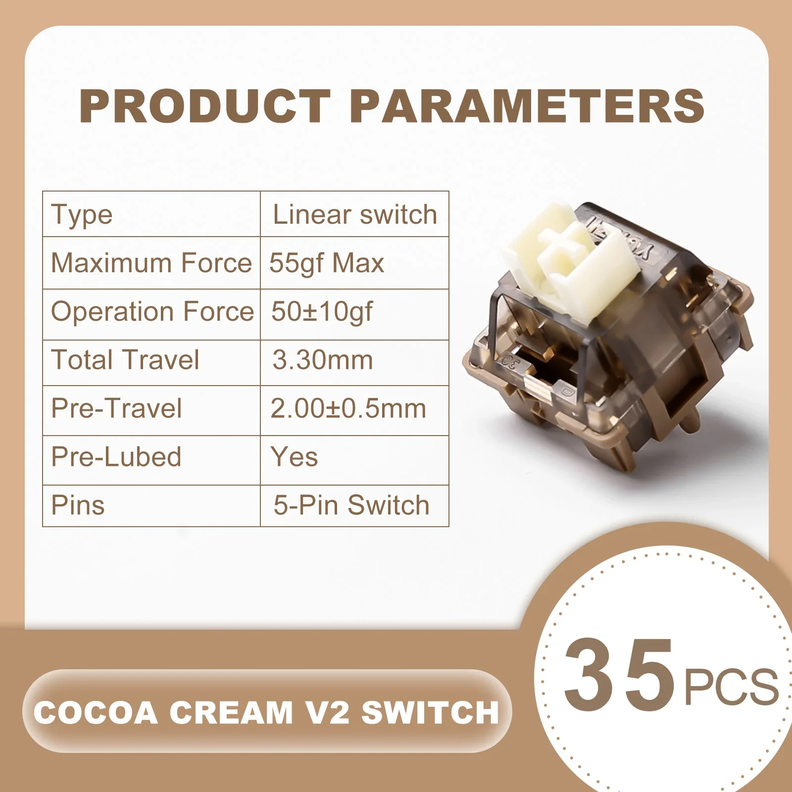 YUNZII Cocoa Cream V2 Linear Switches - Image 2