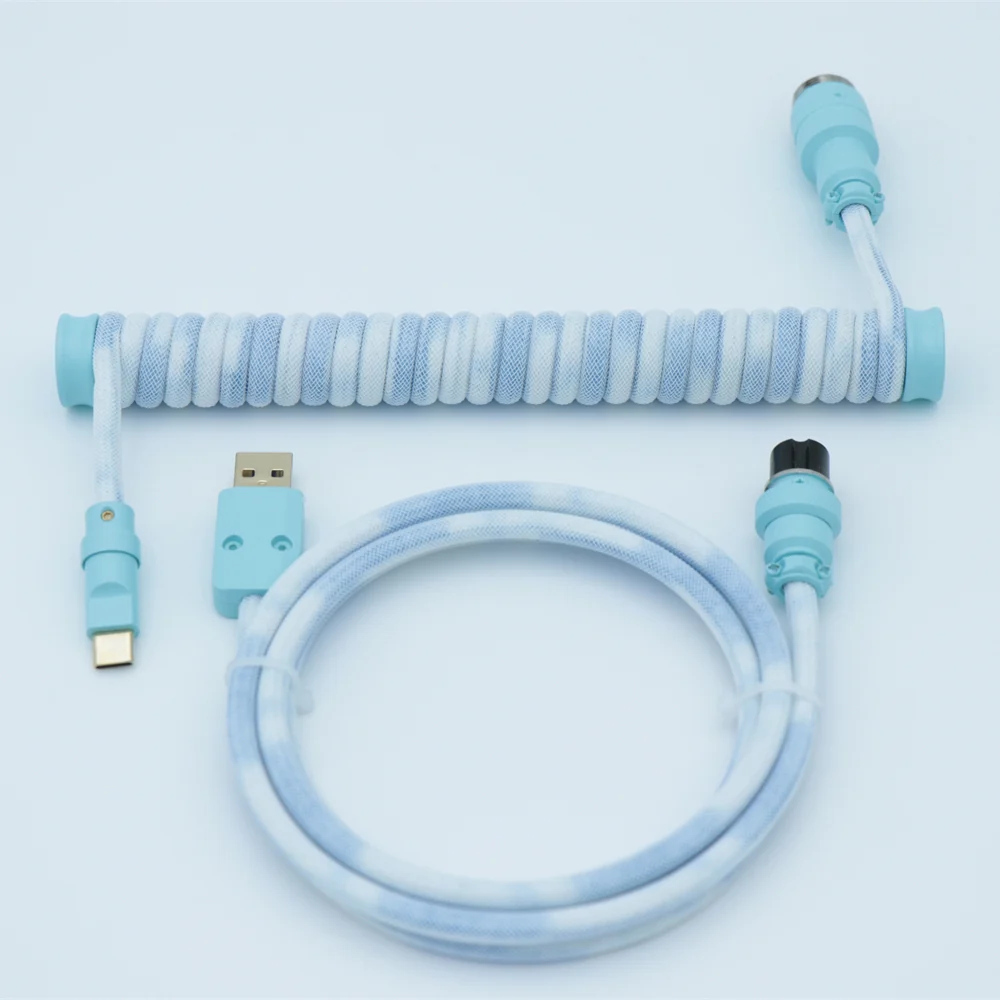 YUNZII Custom Coiled Aviator USB Cable Cord- Gradient Blue