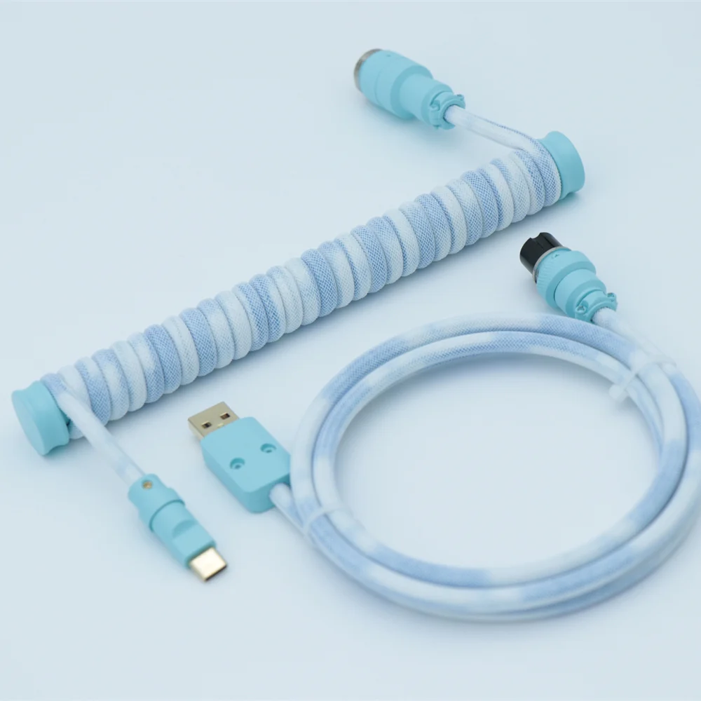 YUNZII Custom Coiled Aviator USB Cable Cord- Gradient Blue - Image 2