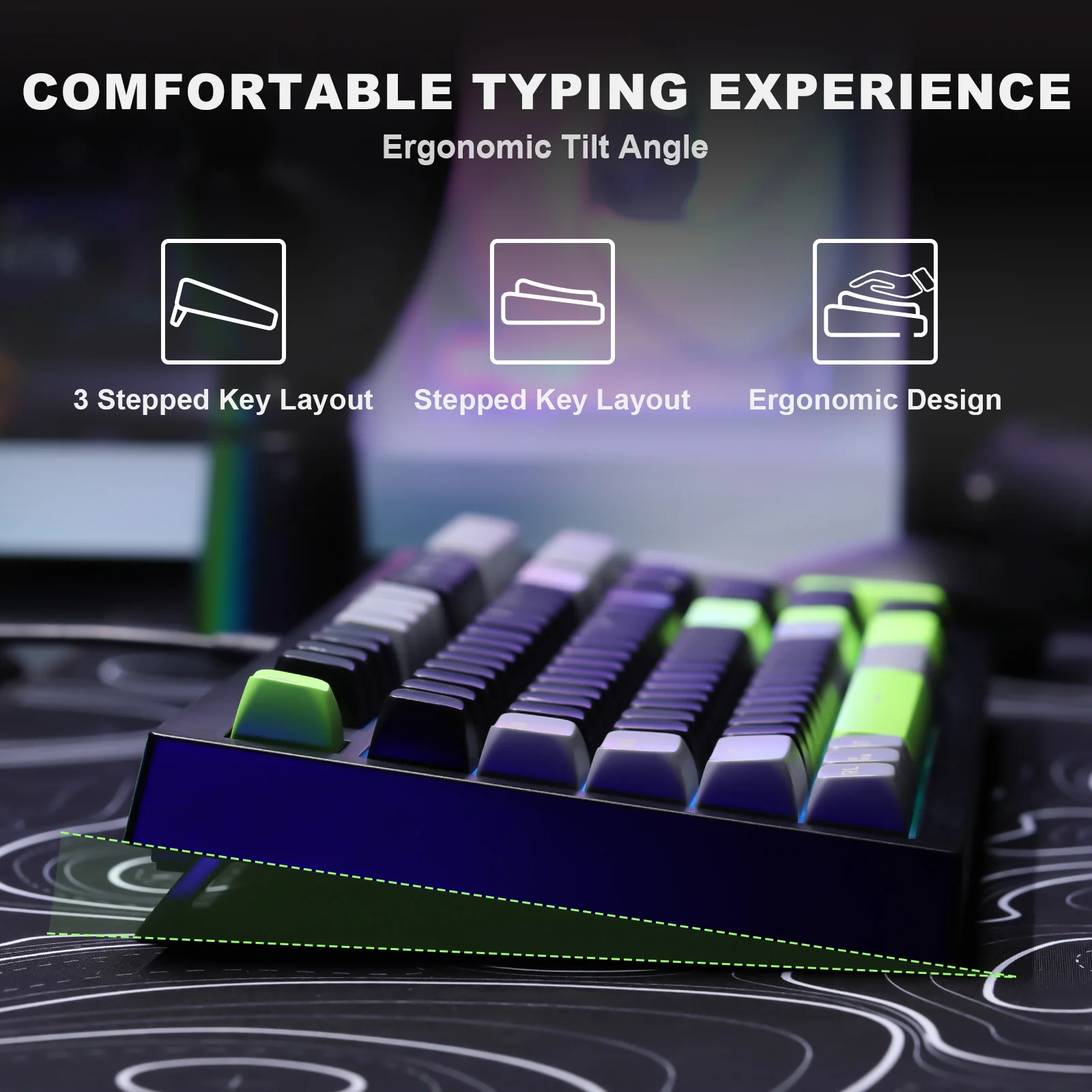 YUNZII D98 Black Wired RGB Membrane Keyboard - Image 7