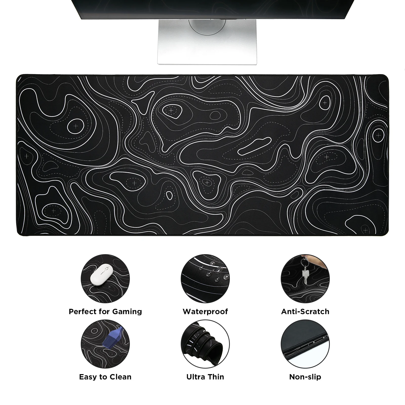 YUNZII Desk Pad Mouse Mat - Black Line - Image 3