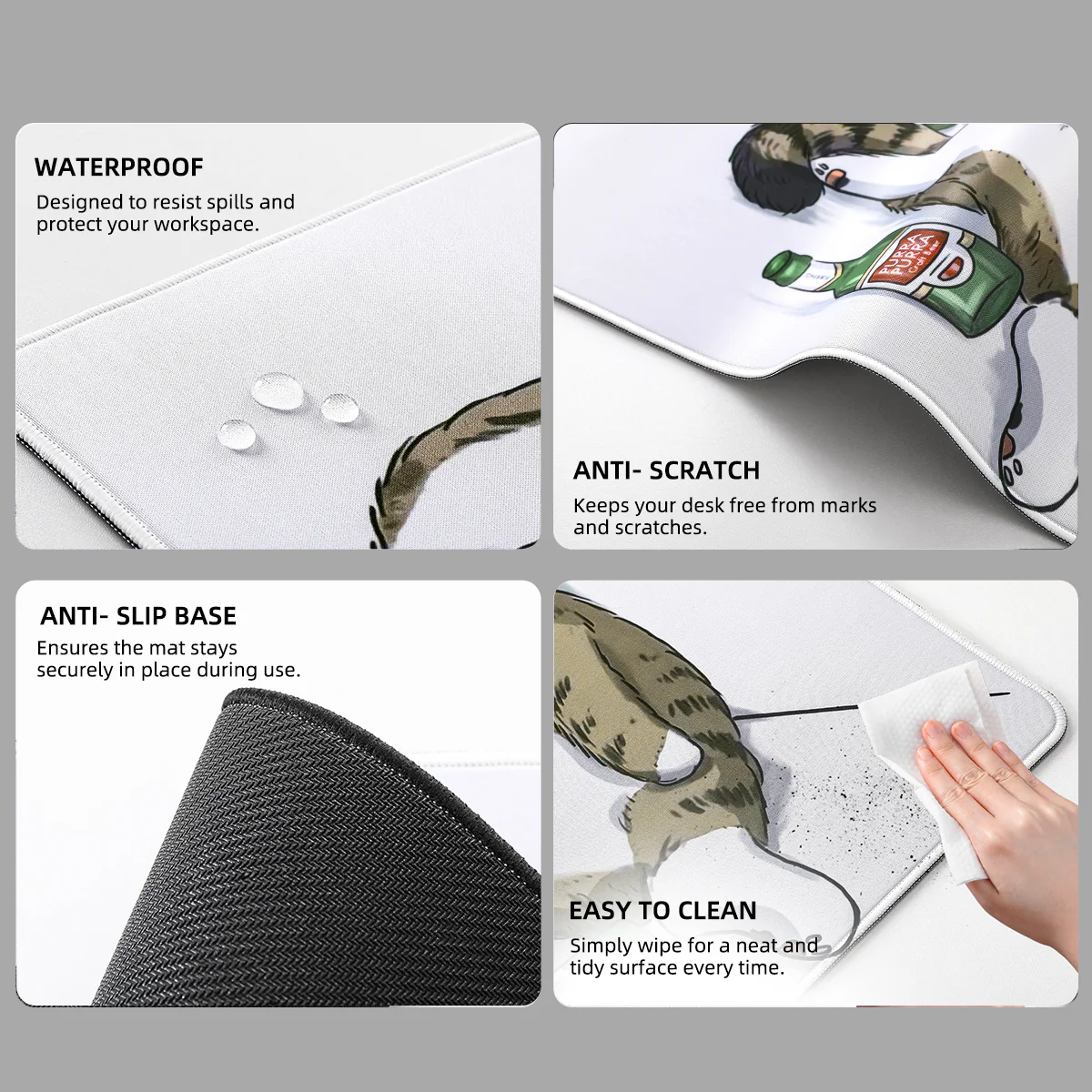 YUNZII Drunk Cat Mouse Pad Desk Mat - Image 6