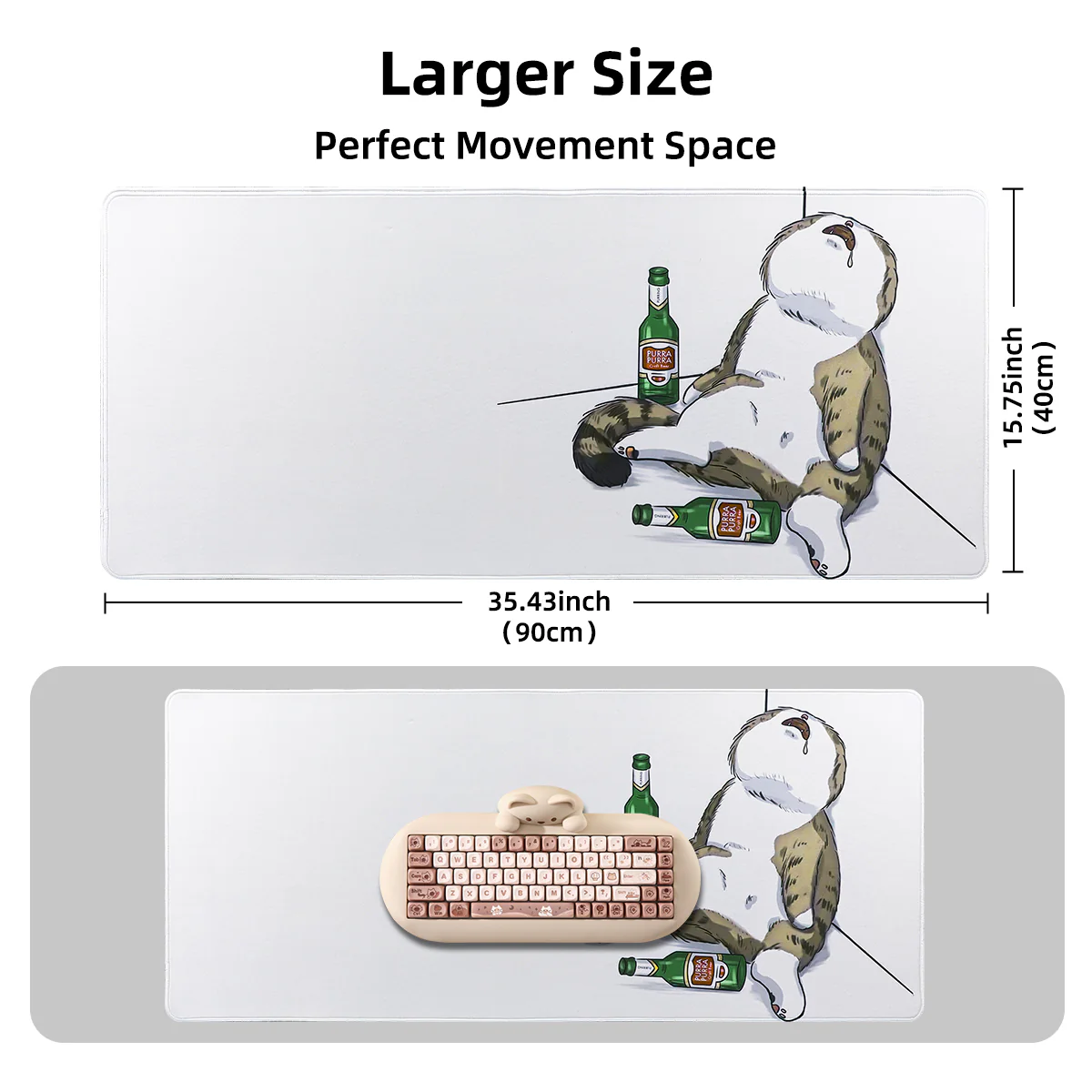 YUNZII Drunk Cat Mouse Pad Desk Mat - Image 8