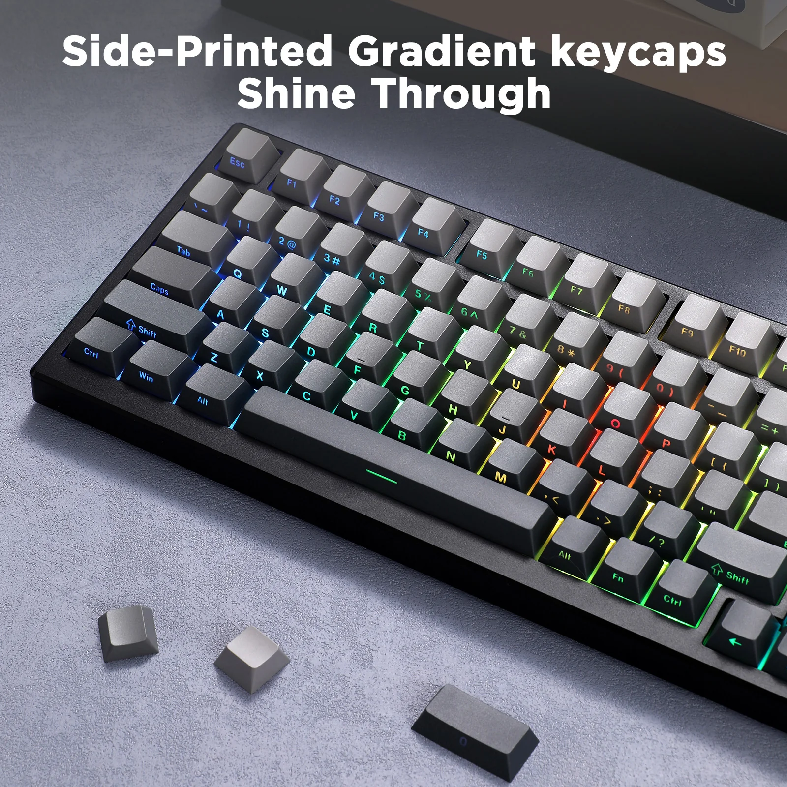 YUNZII Gradient Black Grey Cherry Profile Keycap Set - Image 5