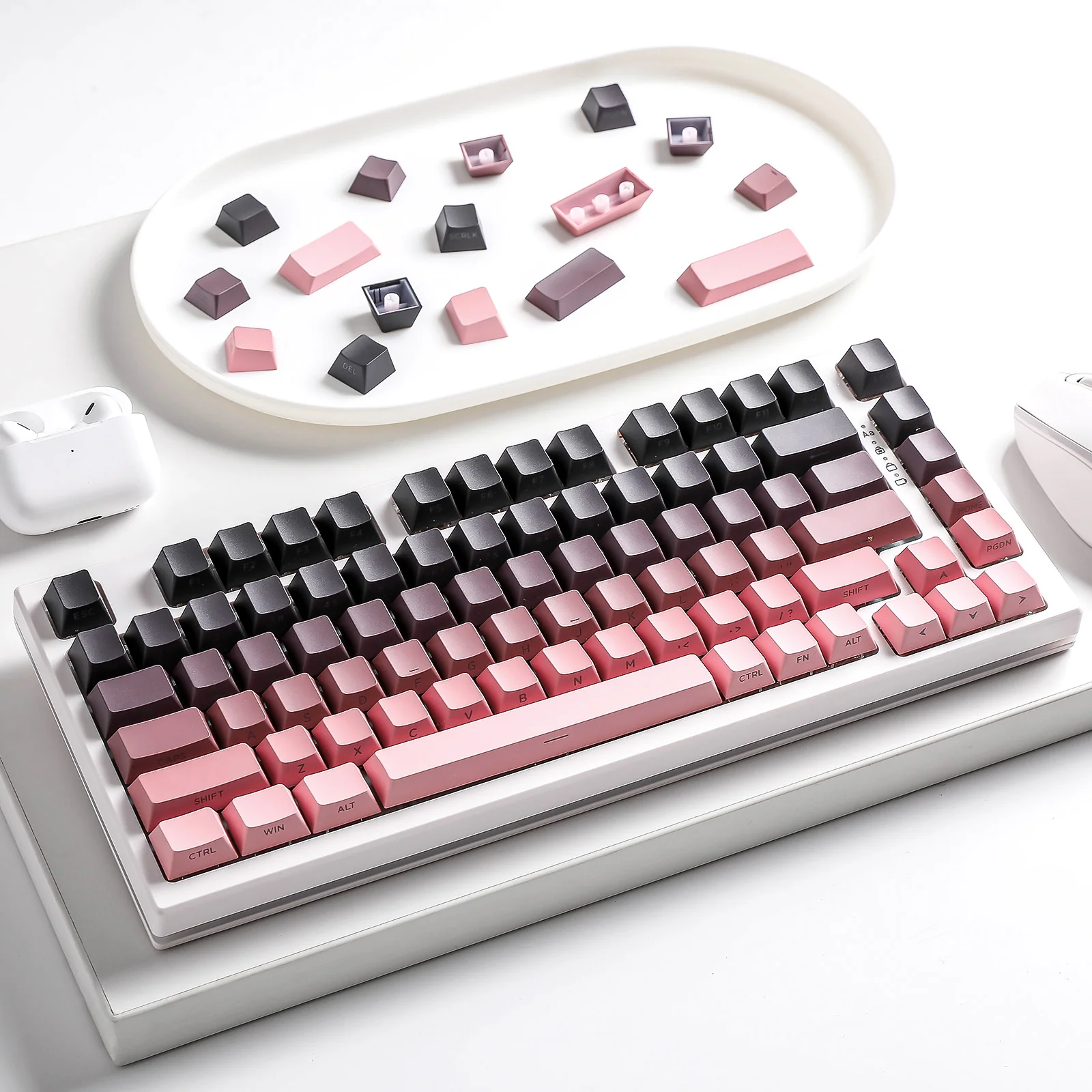 YUNZII Gradient Black Pink Cherry Profile Keycap Set - Image 10