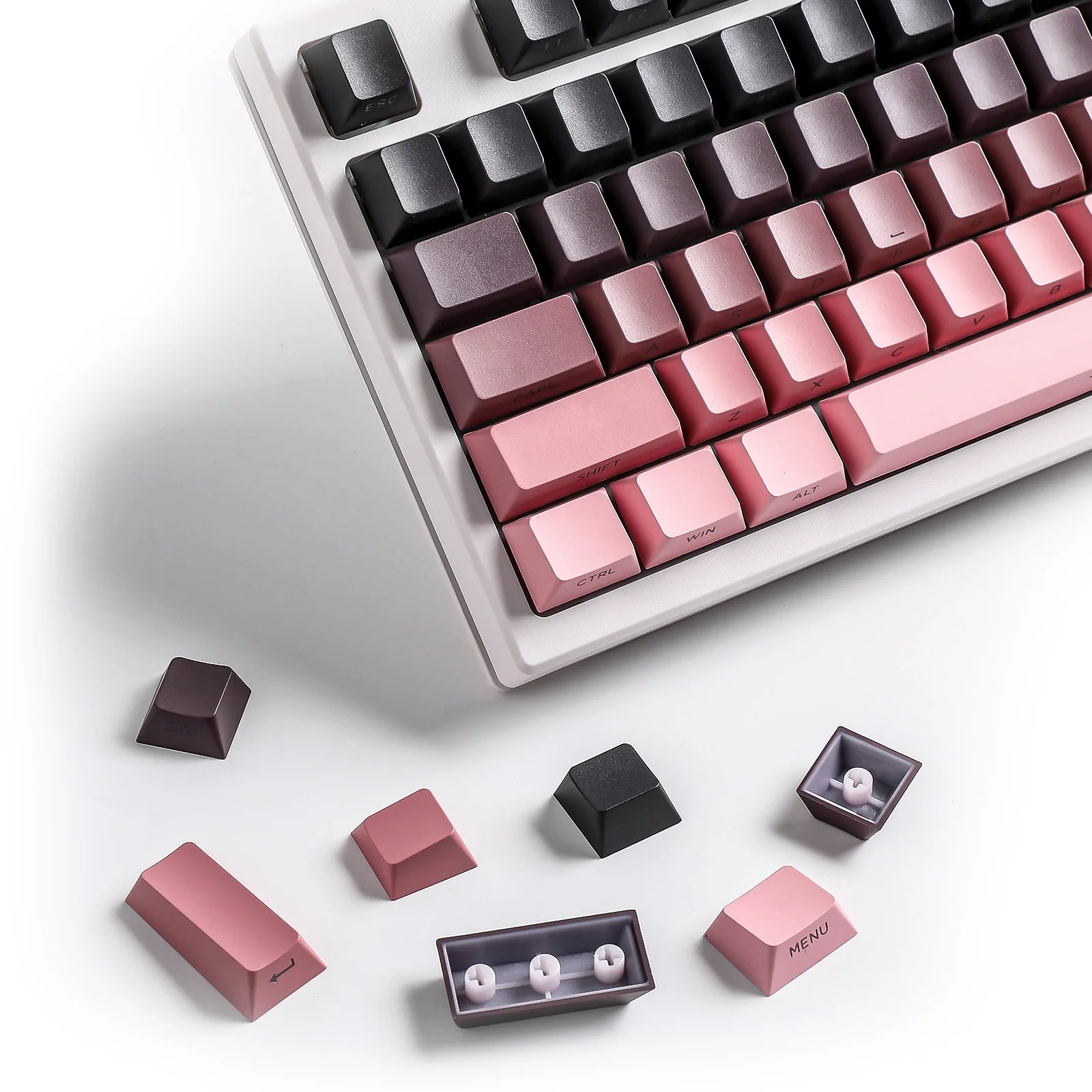 YUNZII Gradient Black Pink Cherry Profile Keycap Set - Image 11