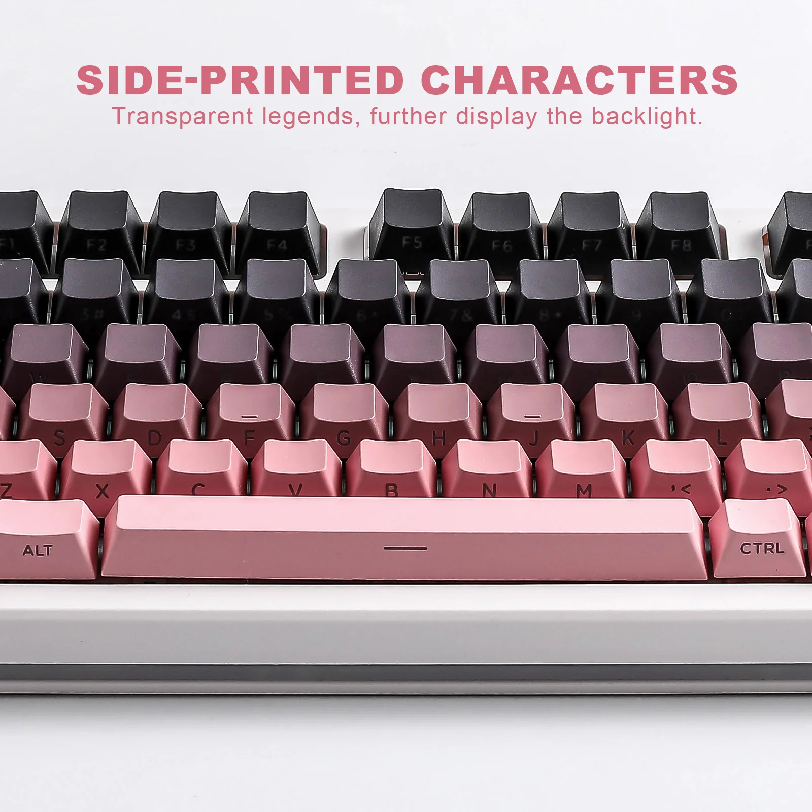 YUNZII Gradient Black Pink Cherry Profile Keycap Set - Image 5
