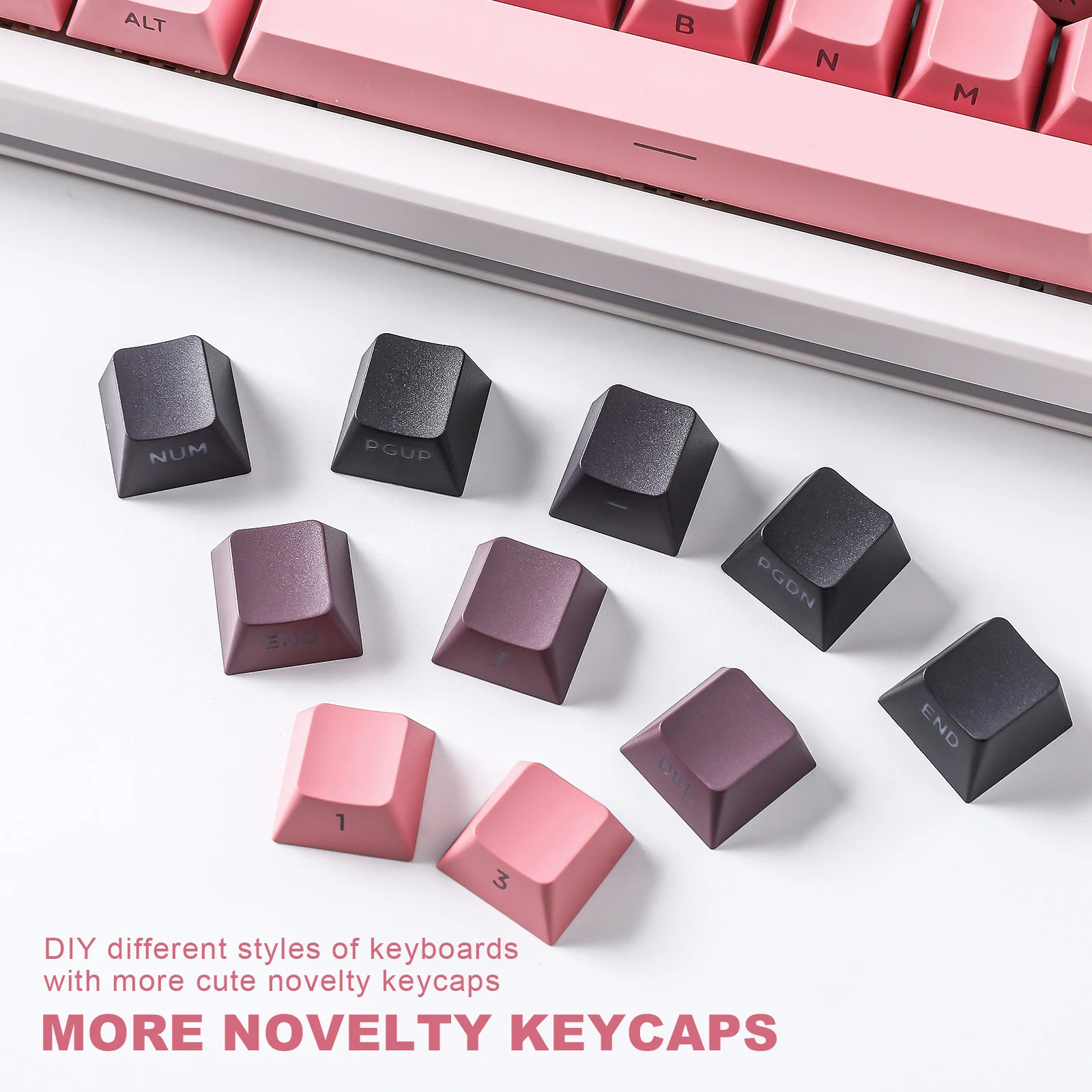 YUNZII Gradient Black Pink Cherry Profile Keycap Set - Image 8