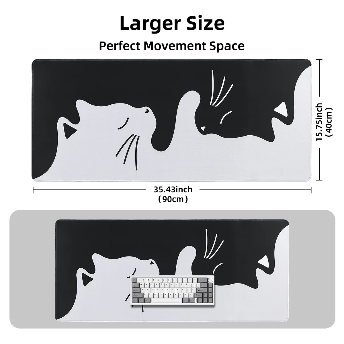 YUNZII Hug White Cat Mouse Pad Desk Mat - Image 8