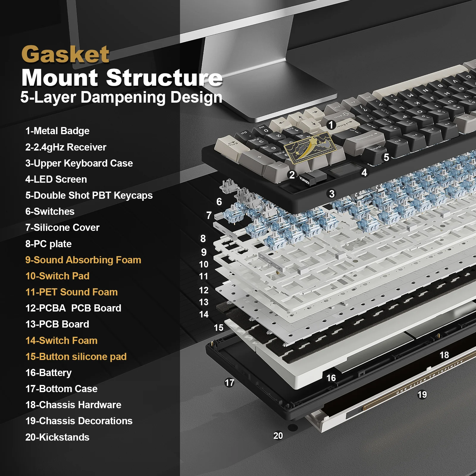 YUNZII IF99 QMK/VIA Full Size LCD Mechanical Keyboard - Image 11
