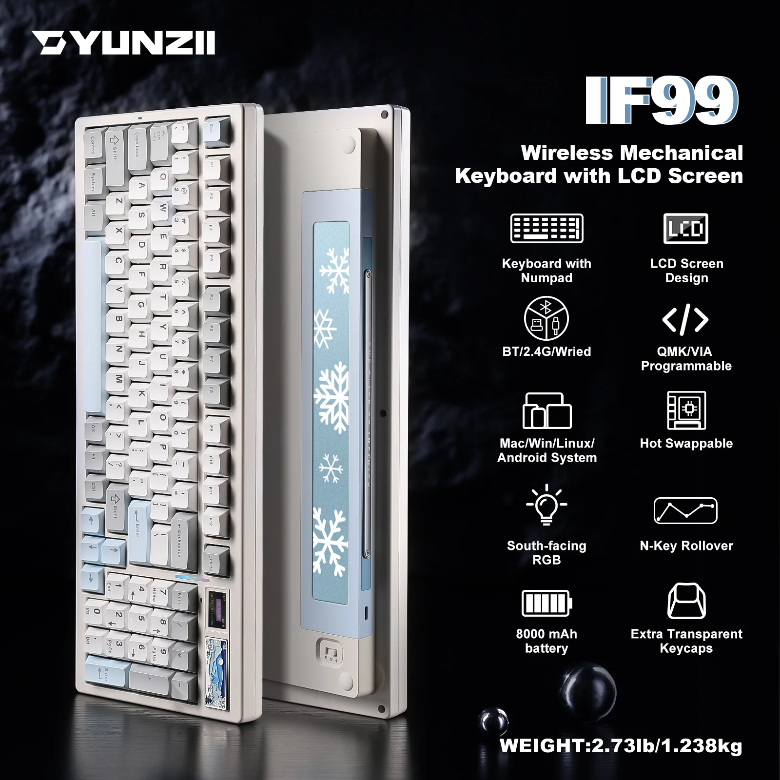 YUNZII IF99 QMK/VIA Full Size LCD Mechanical Keyboard - Image 5