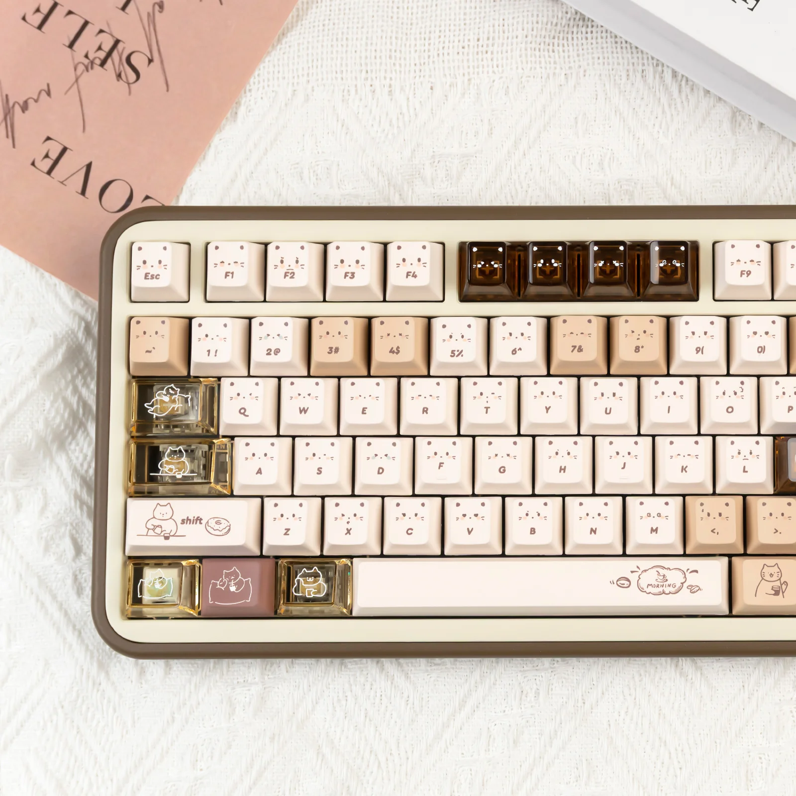 YUNZII Jelly Coffee Kitten Cherry Profile Keycap Set - Image 9