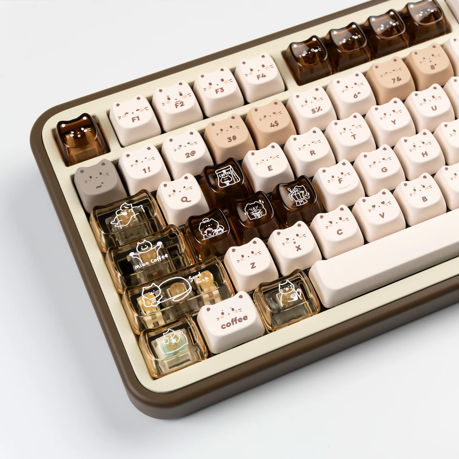YUNZII Jelly Coffee Kitten MAO Profile Keycap Set - Image 2