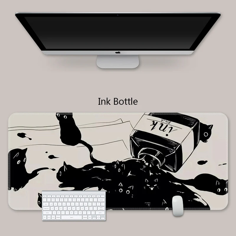 YUNZII Keynovo Mouse Mat Desk Pad - Black Cat - Image 12
