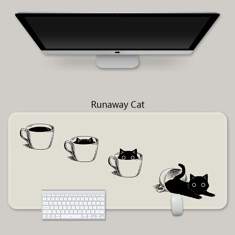 YUNZII Keynovo Mouse Mat Desk Pad - Black Cat - Image 15