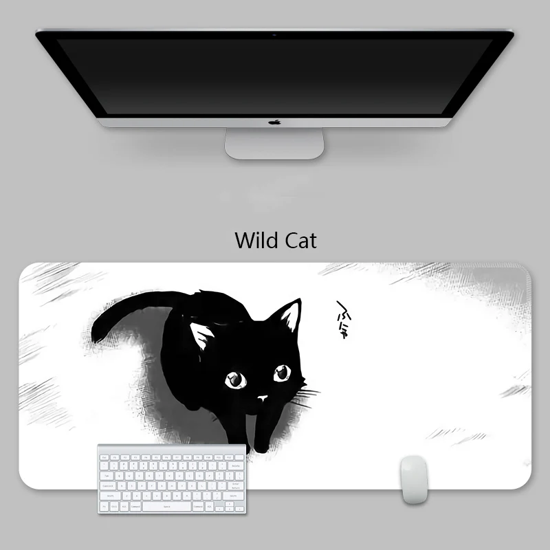 YUNZII Keynovo Mouse Mat Desk Pad - Black Cat - Image 17