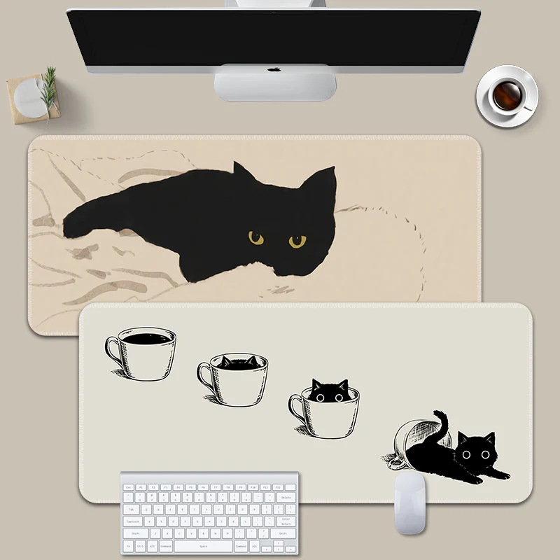 YUNZII Keynovo Mouse Mat Desk Pad - Black Cat - Image 3