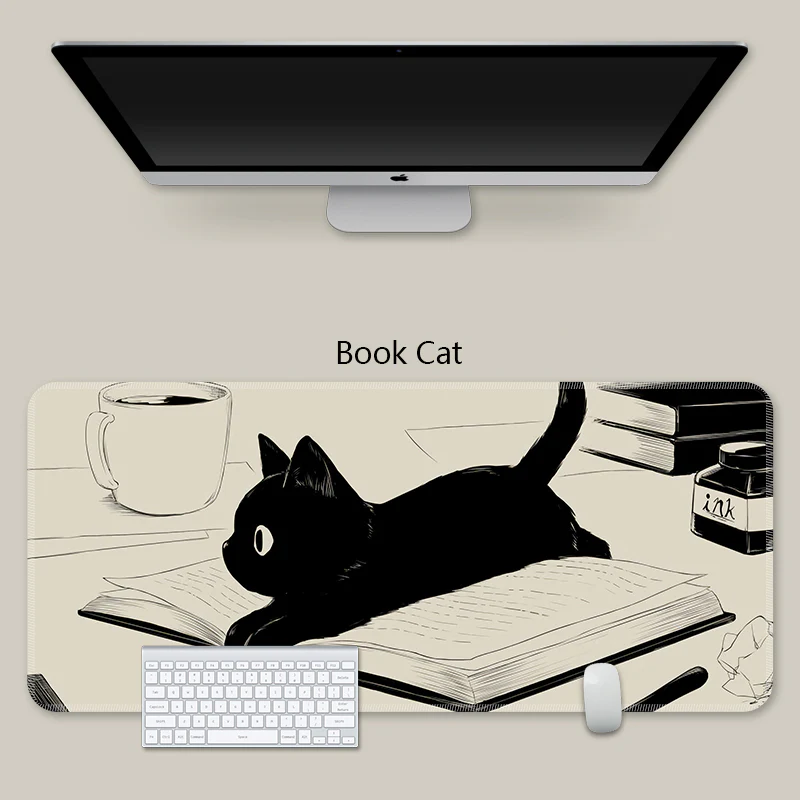 YUNZII Keynovo Mouse Mat Desk Pad - Black Cat - Image 5