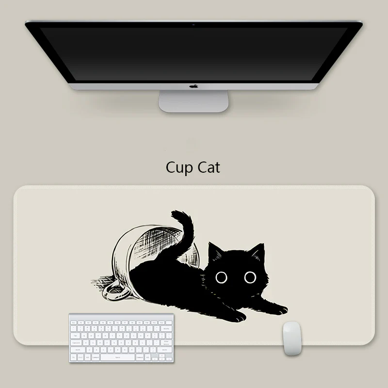 YUNZII Keynovo Mouse Mat Desk Pad - Black Cat - Image 9