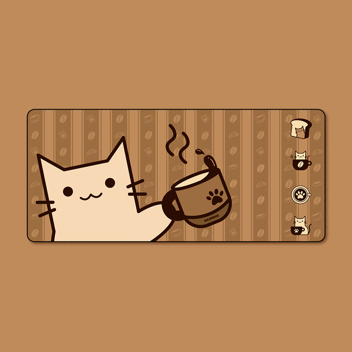 YUNZII Keynovo Mouse Mat Desk Pad- - Coffee Cat - Image 7